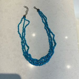 Genuine 3 layered turquoise beaded and sterling silver necklace